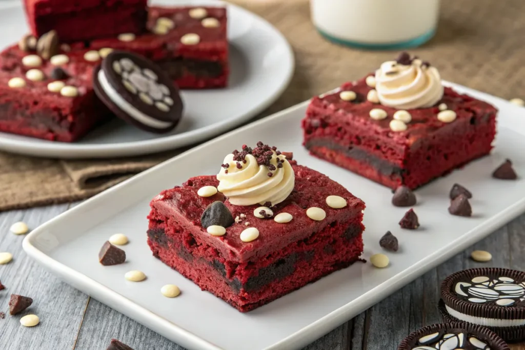 Red velvet brownies from cake mix