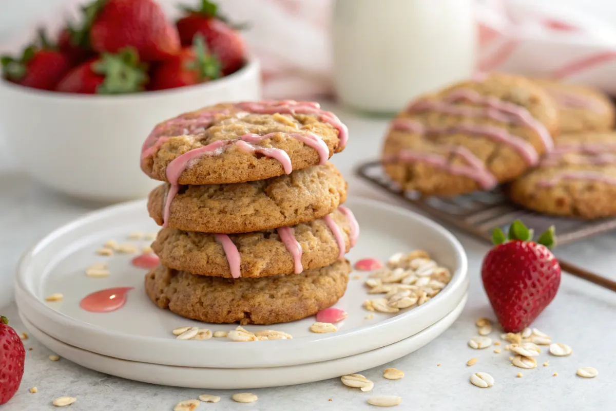 strawberry iced oatmeal cookies