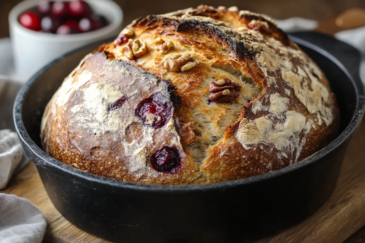 no knead cranberry walnut bread