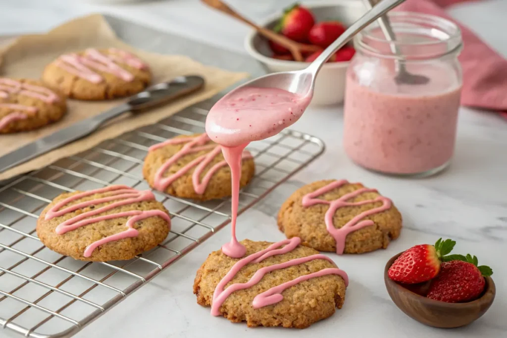 strawberry iced oatmeal cookies